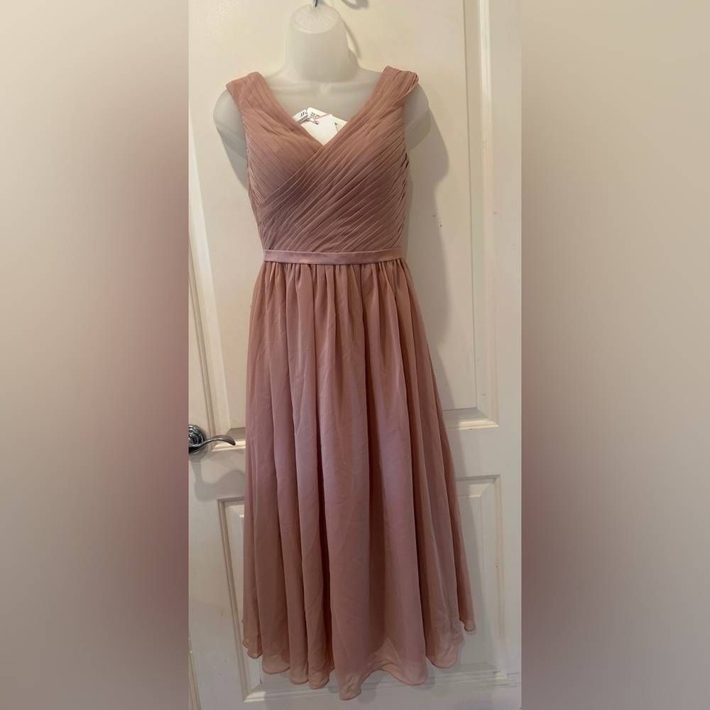 JJs House Dusty Rose Midi Bridesmaid Dress Size 0